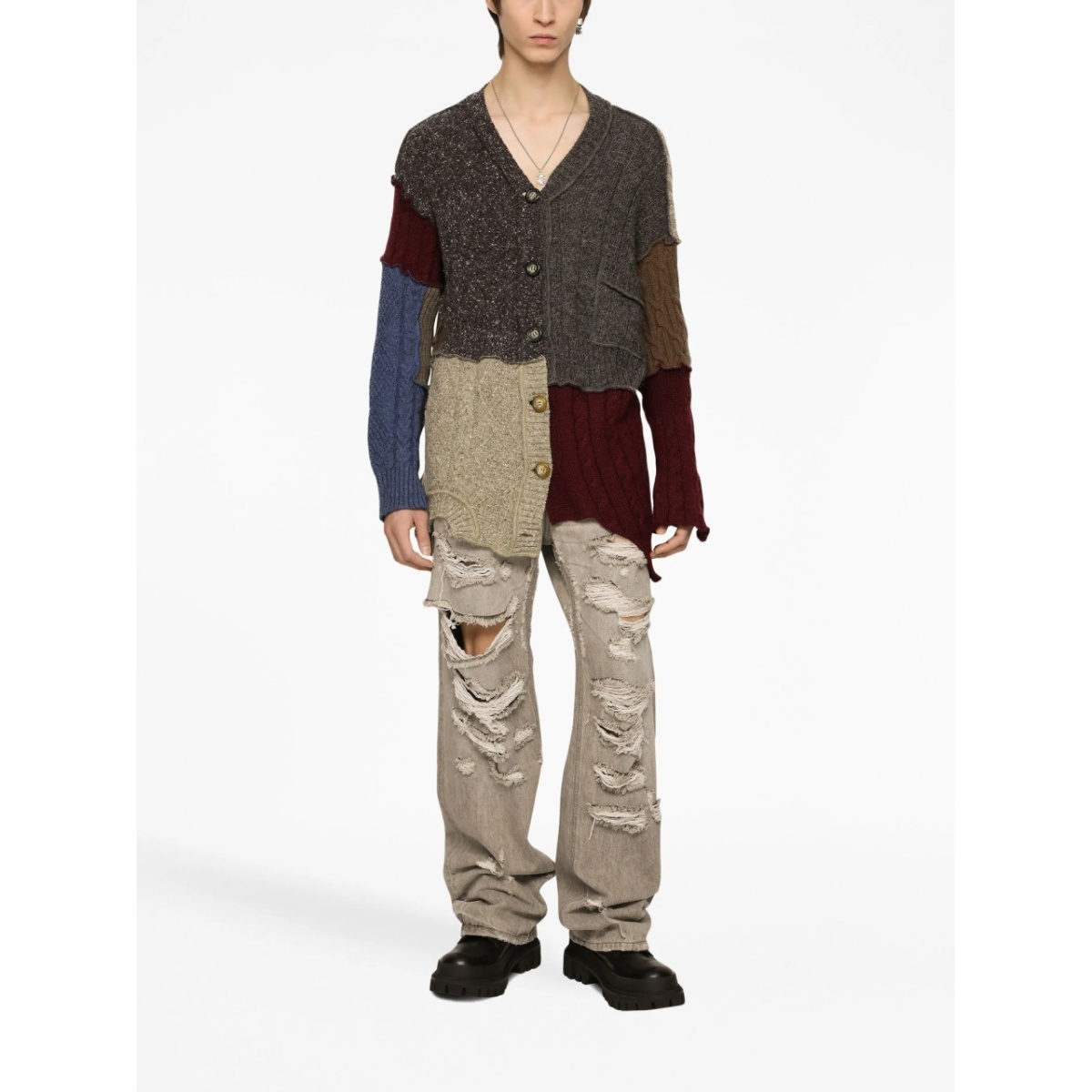 patchwork distressed cardigan - Img 3