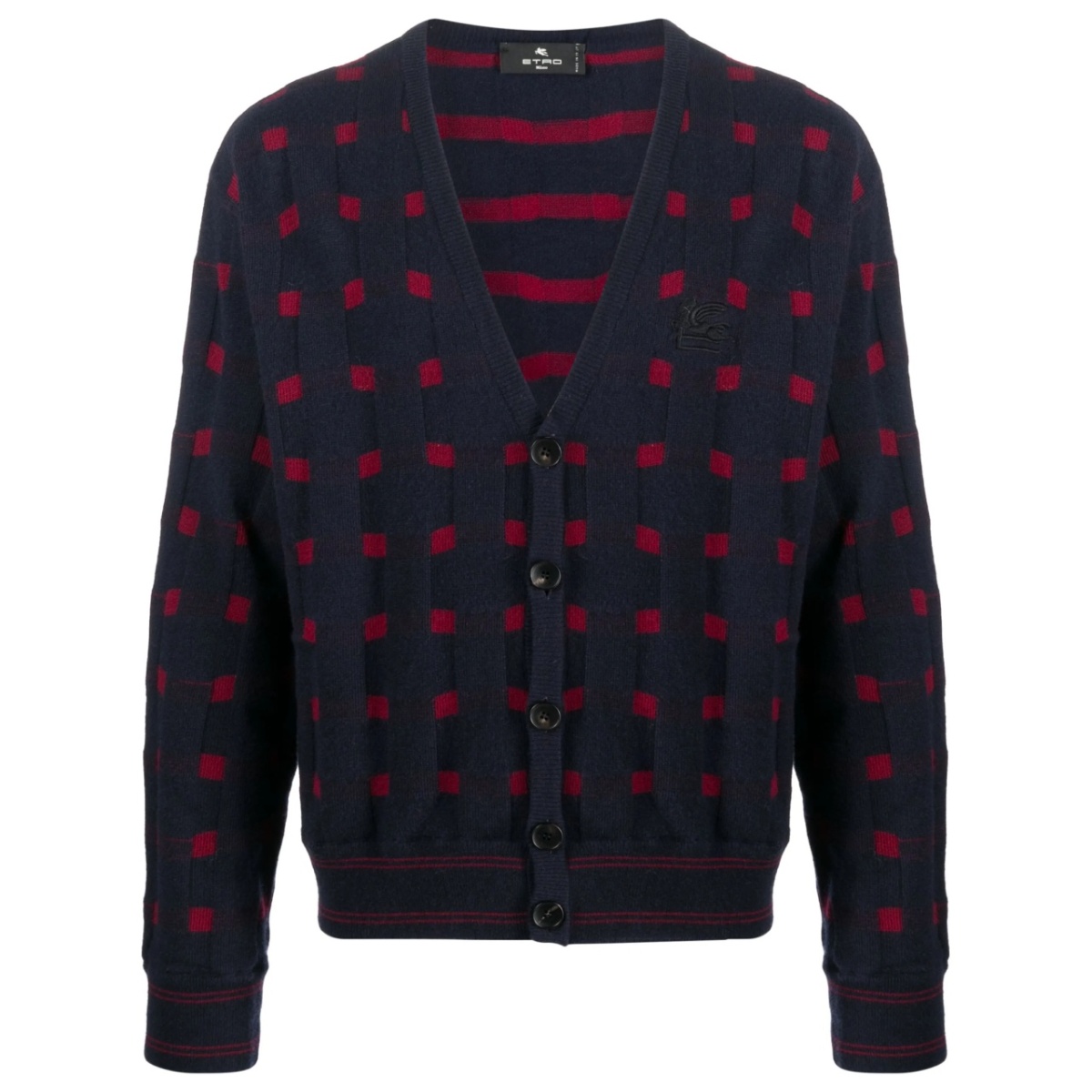 patterned-knit V-neck cardigan