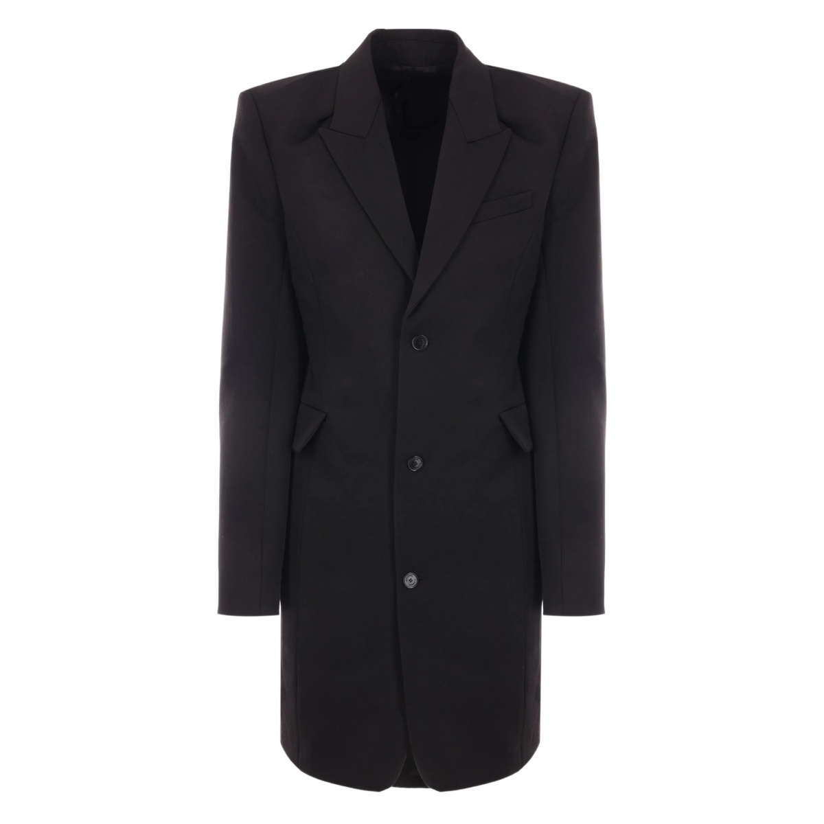 peak-lapel padded-shoulder coat