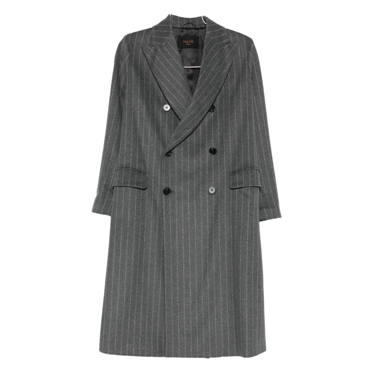 pinstripe double-breasted coat