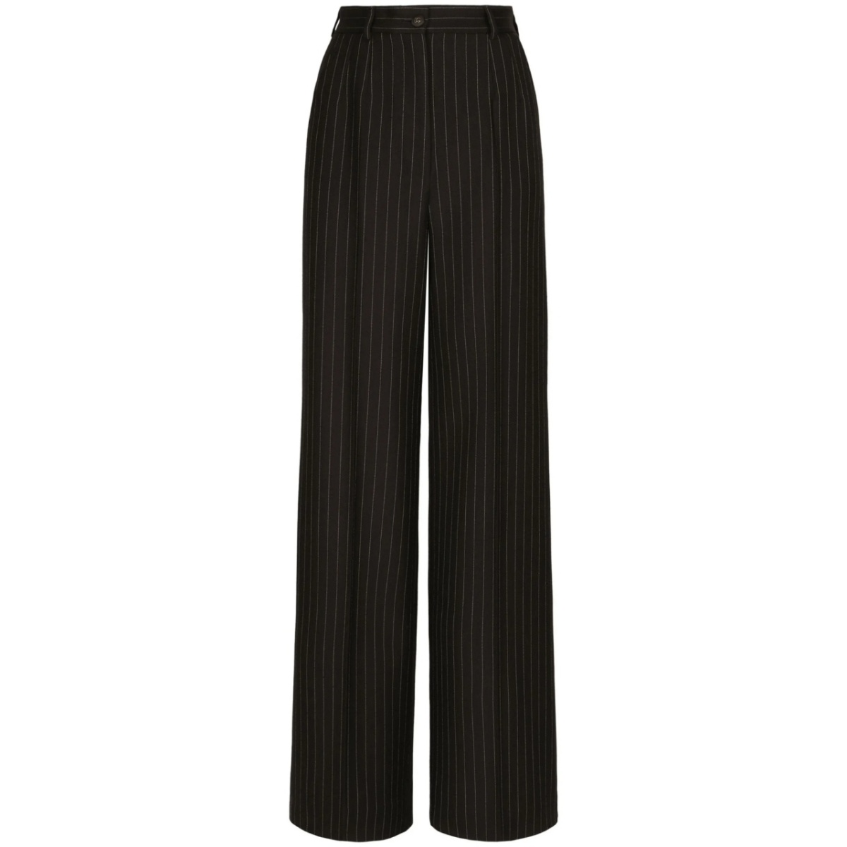 pinstripe-print high-waist wide-leg trousers