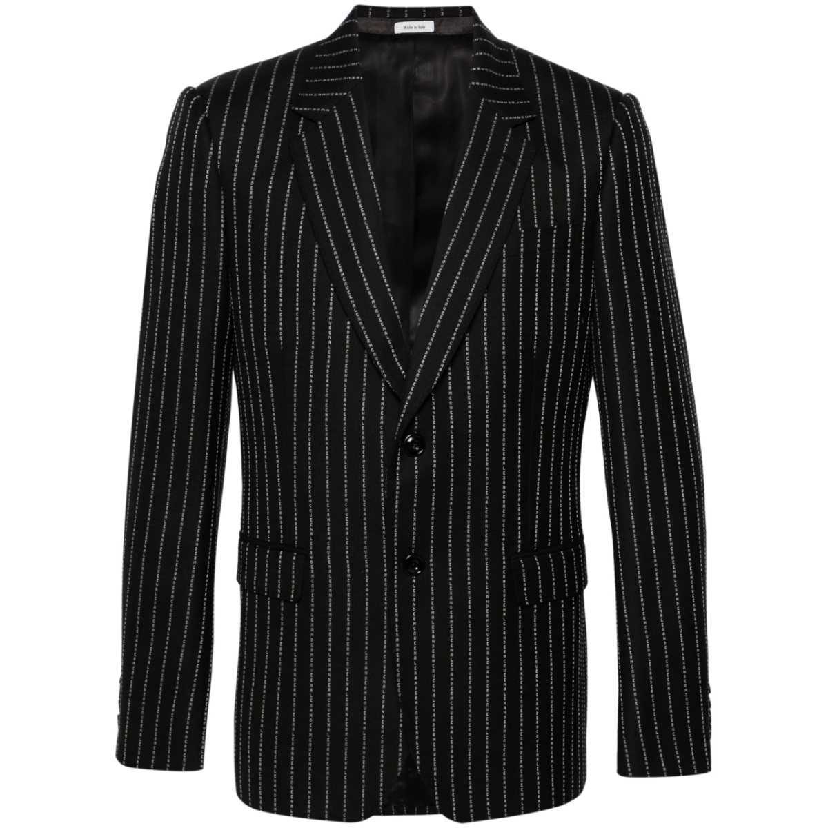 pinstriped single-breasted blazer