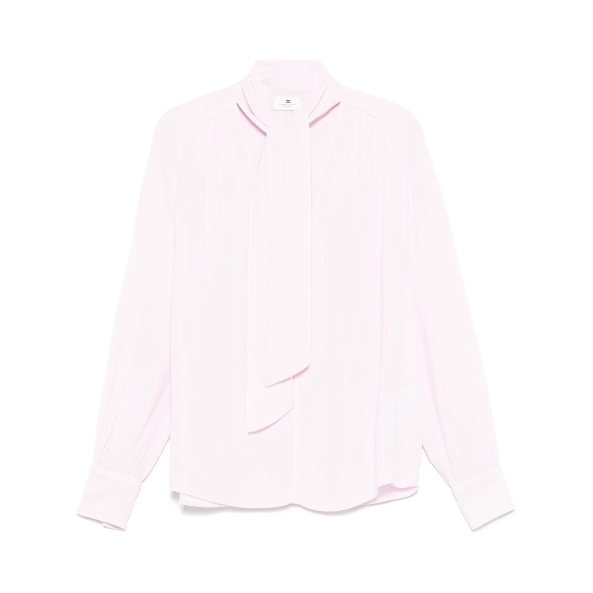 piped-trim tie-neck blouse