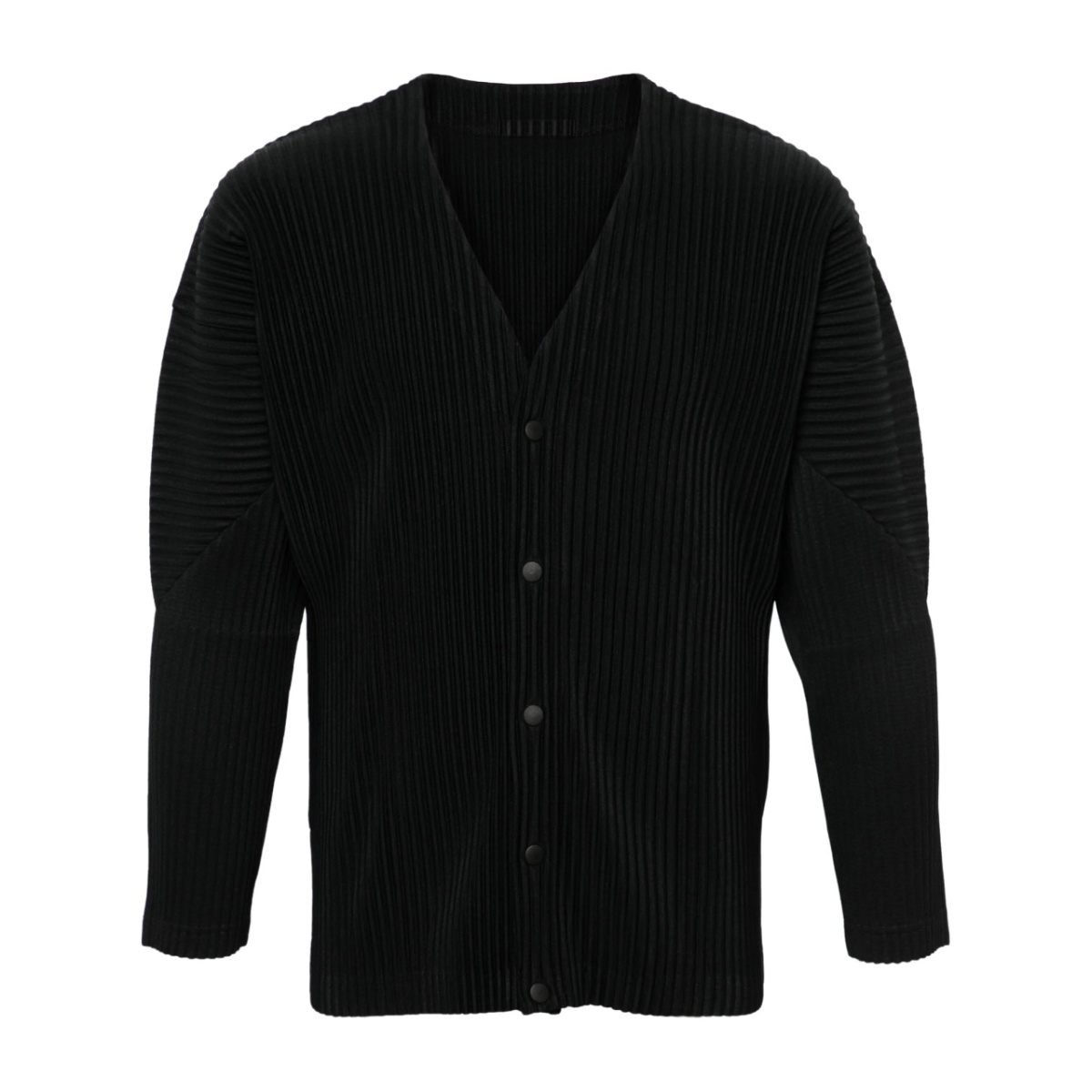 plissé-effect V-neck cardigan