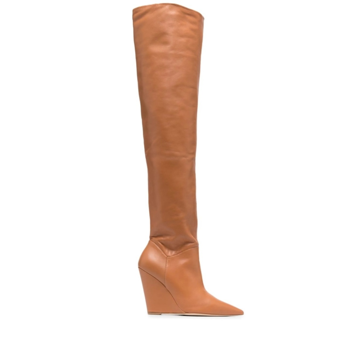 pointed leather knee-high boots