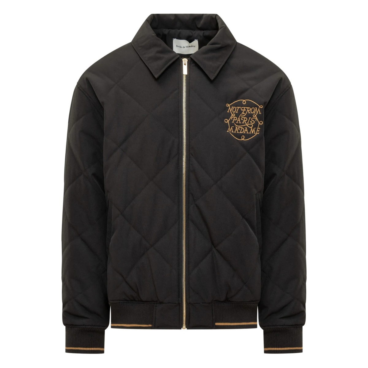 quilted slogan jacket