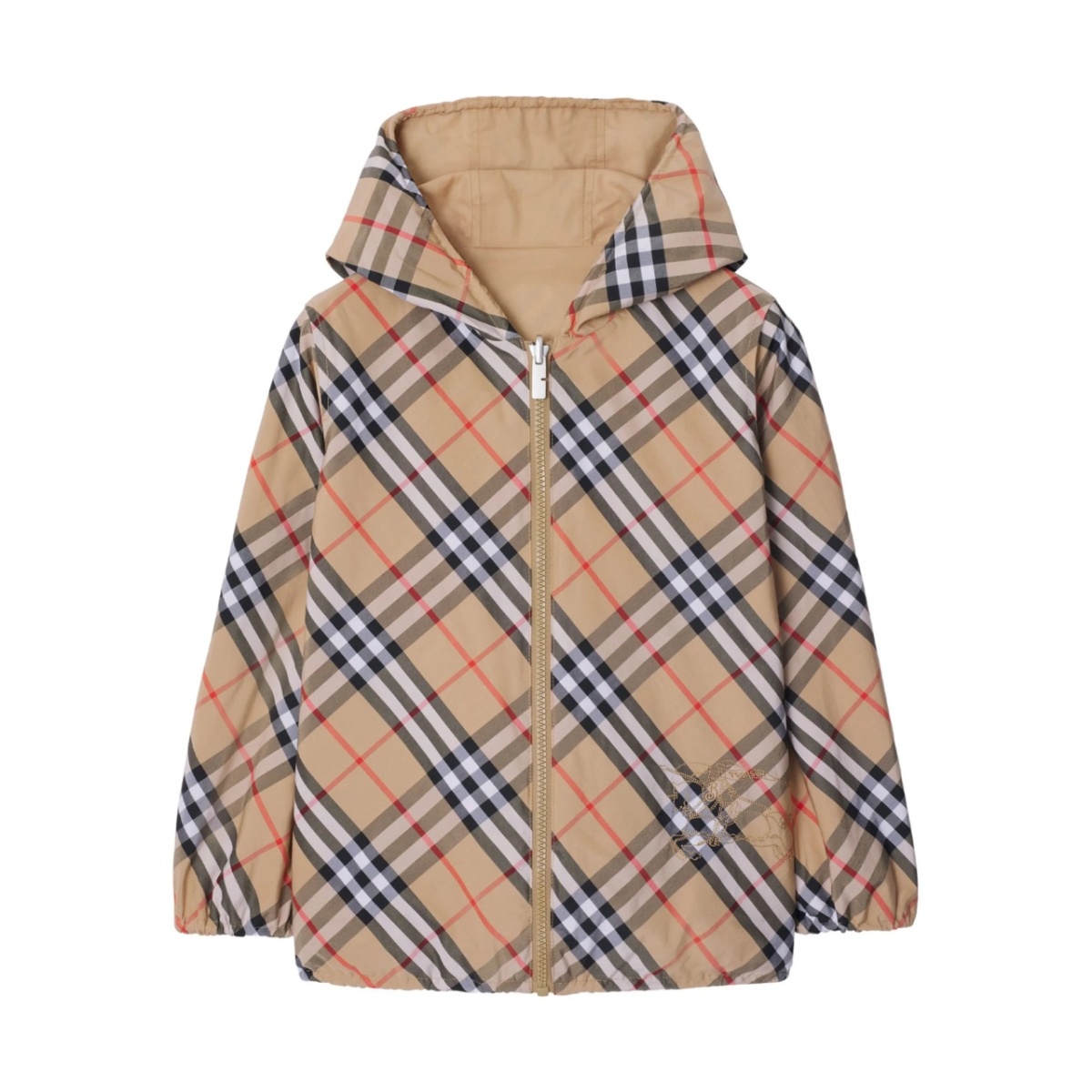 reversible check-pattern cotton jacket