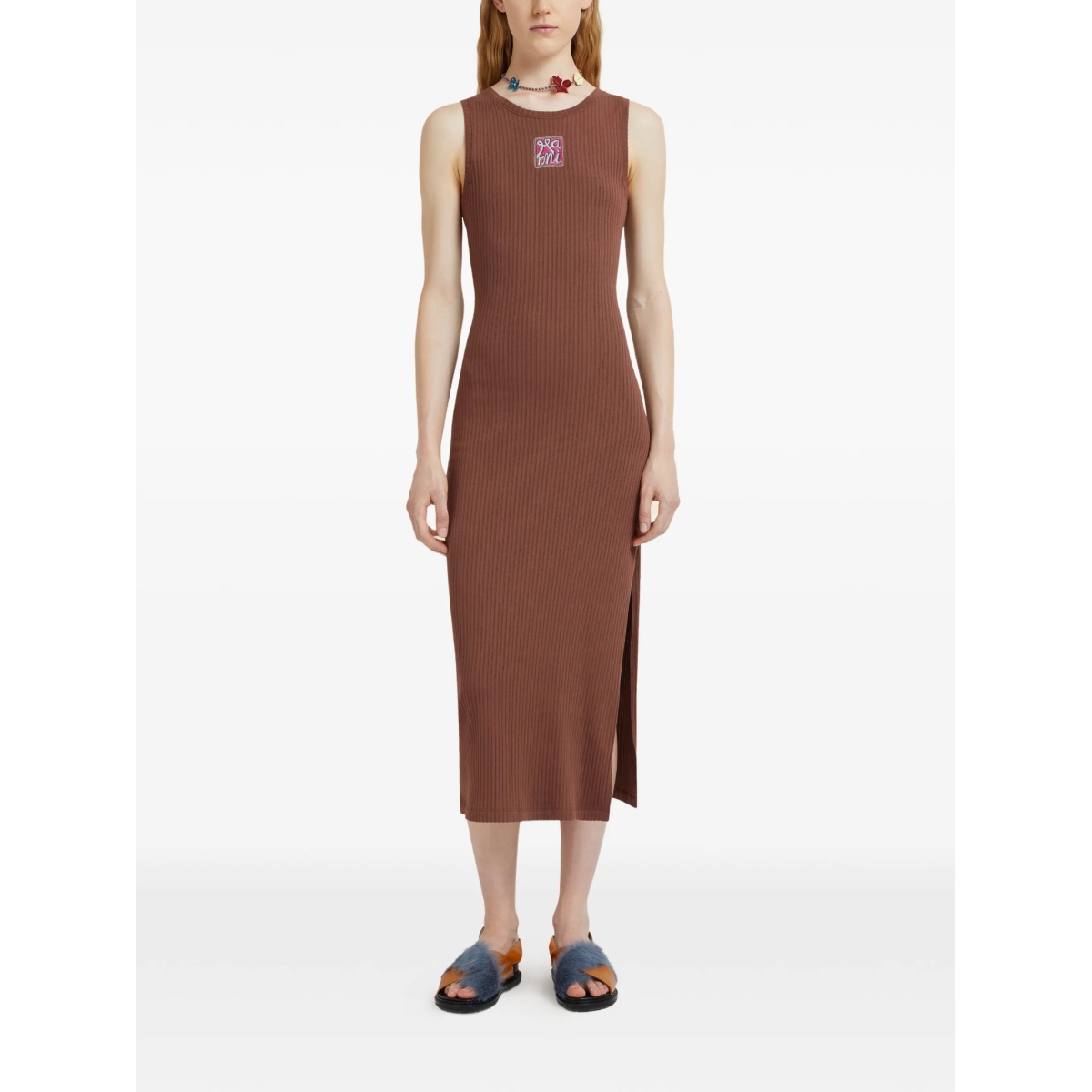 ribbed logo-patch midi dress - Img 3