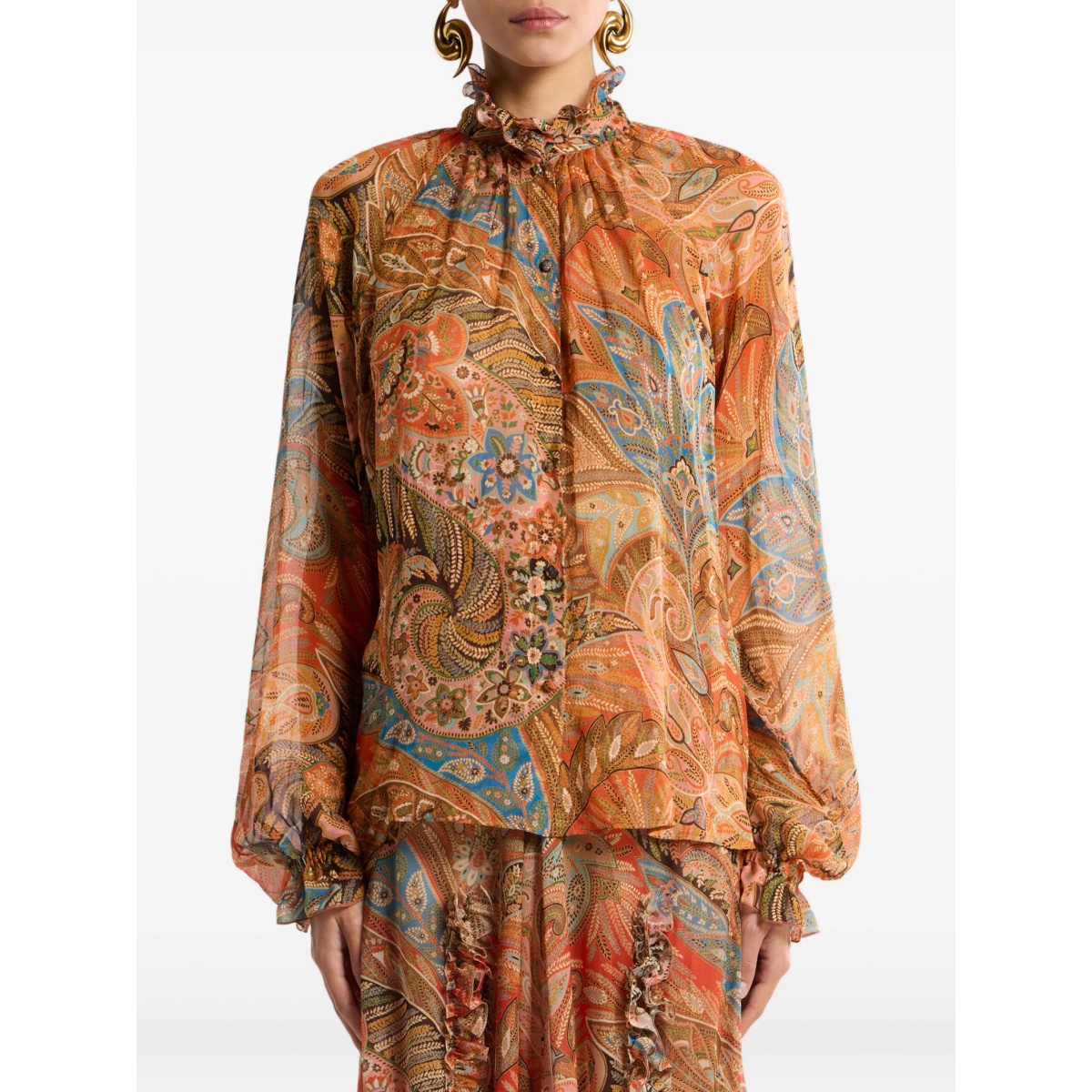 ruffled paisley-motif shirt - Img 3