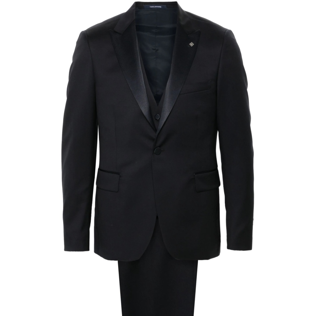 satin-trim dinner suit