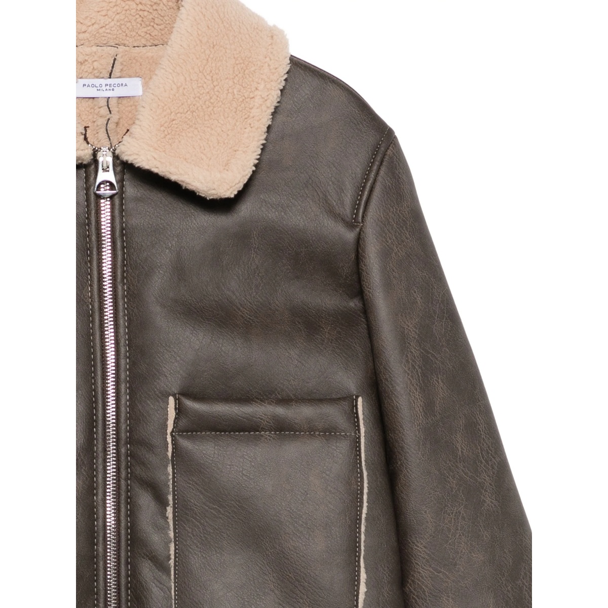 shearling-collar zip-front jacket - Img 3