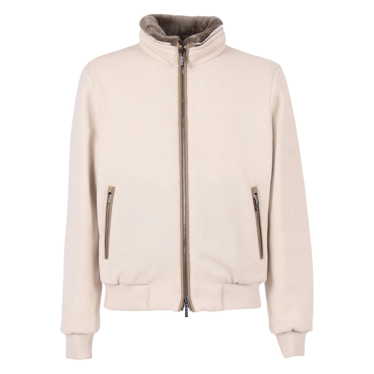 shearling-collar zip-front jacket