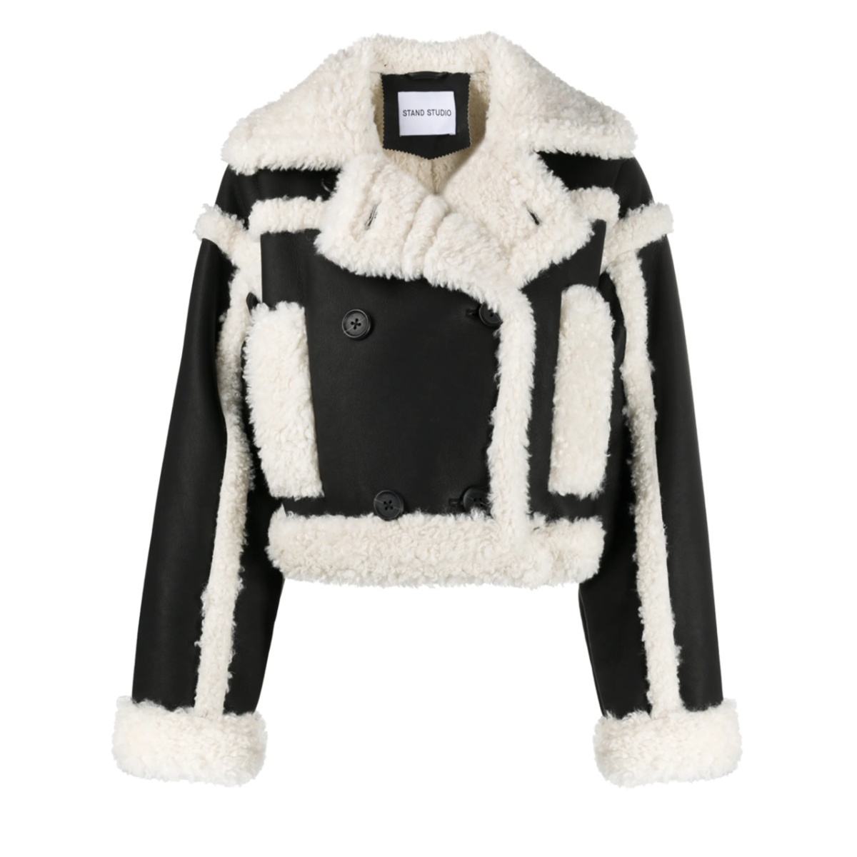 shearling trim crop jacket