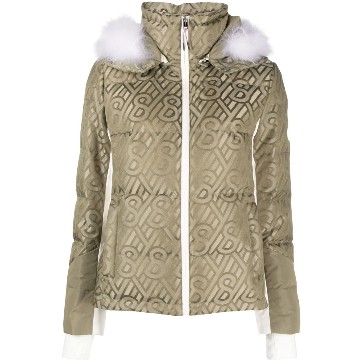 shearling-trim flocked canvas jacket