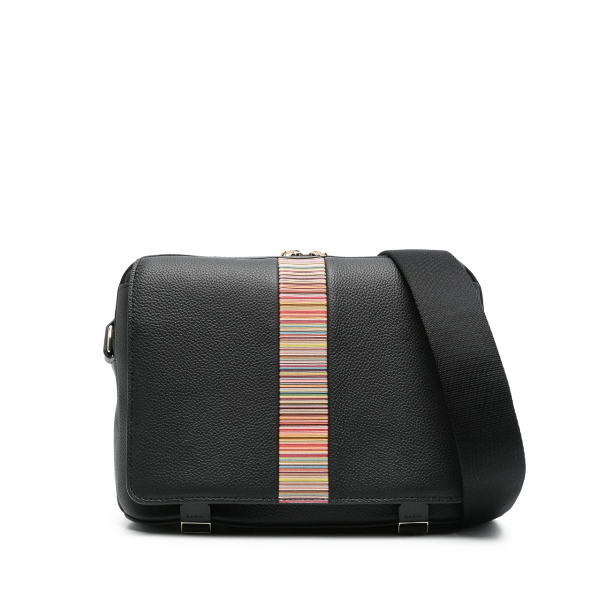 signature stripe-trim leather messenger bag