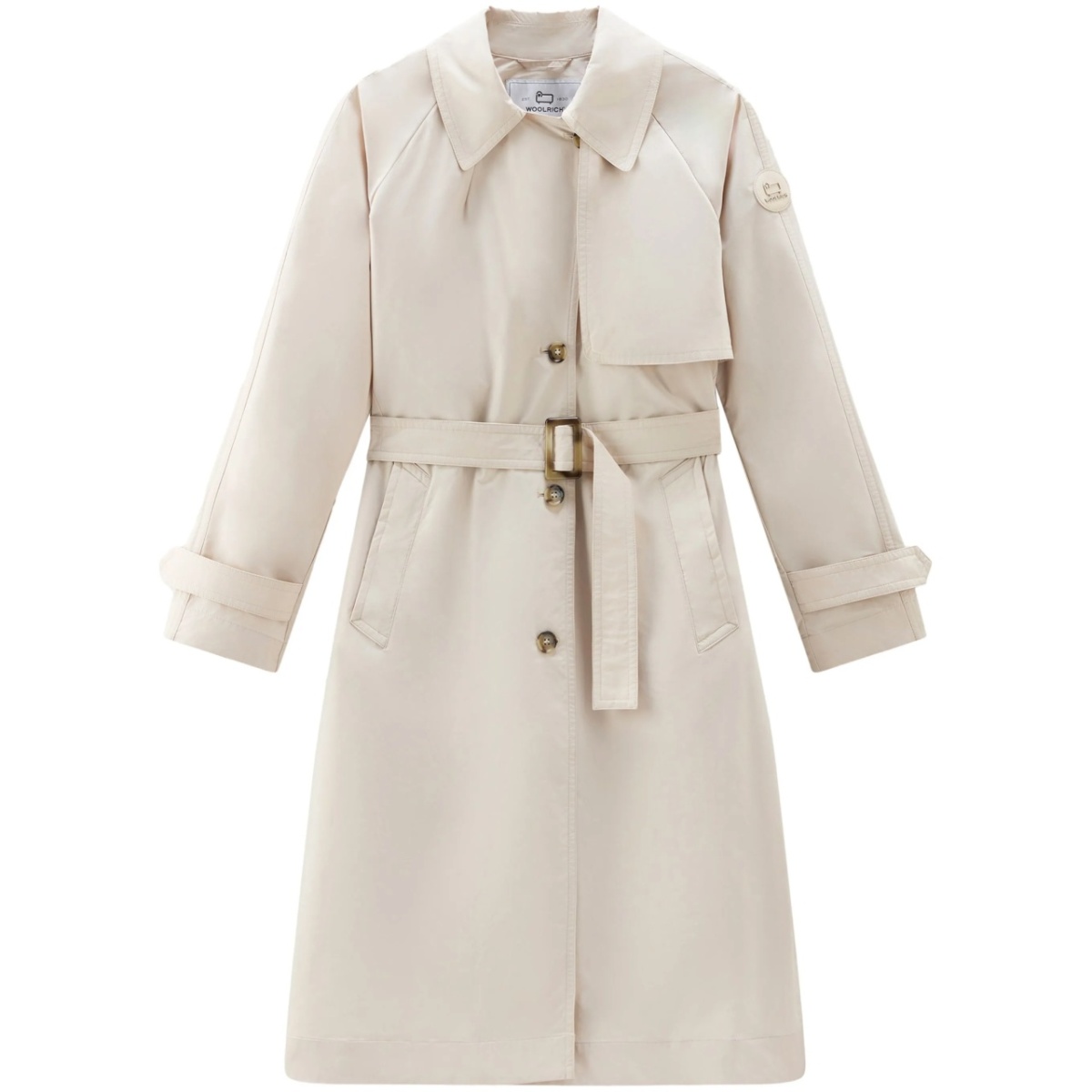 single-breasted belted trench coat