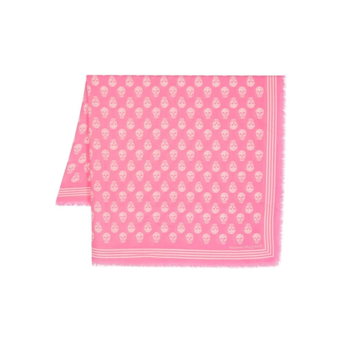 skull-print frayed wool scarf