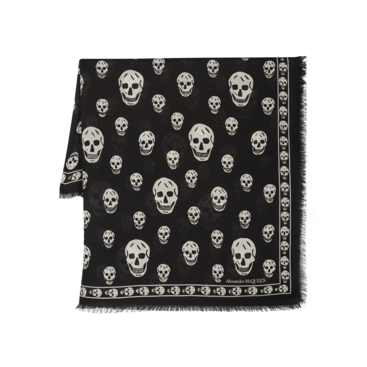 Skull-print wool scarf