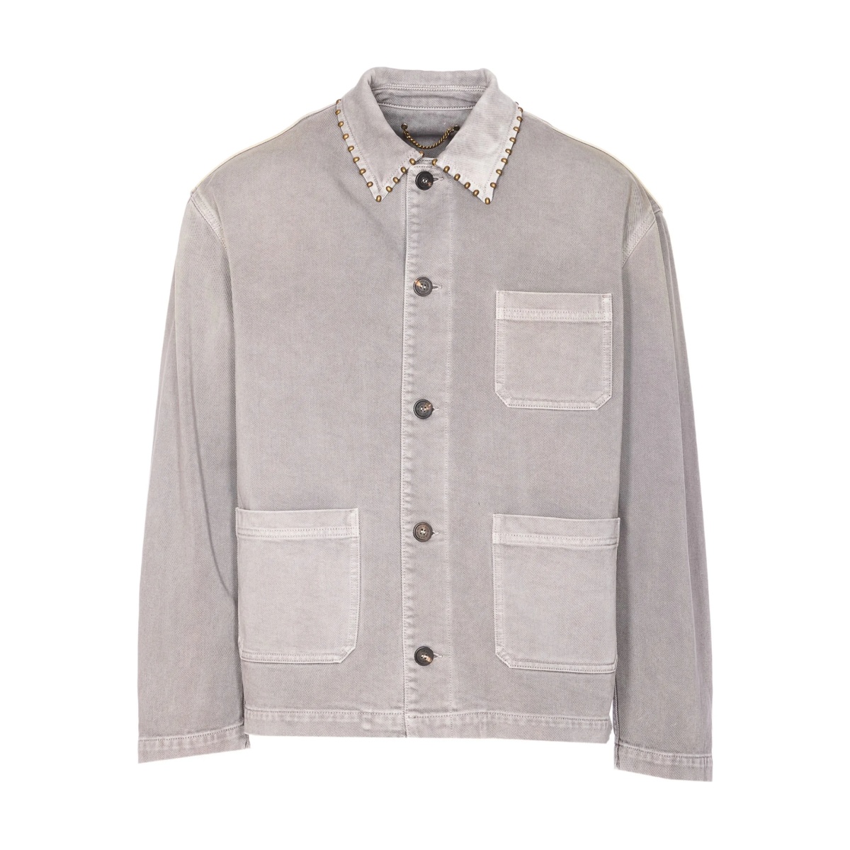 stud-embellished denim shirt