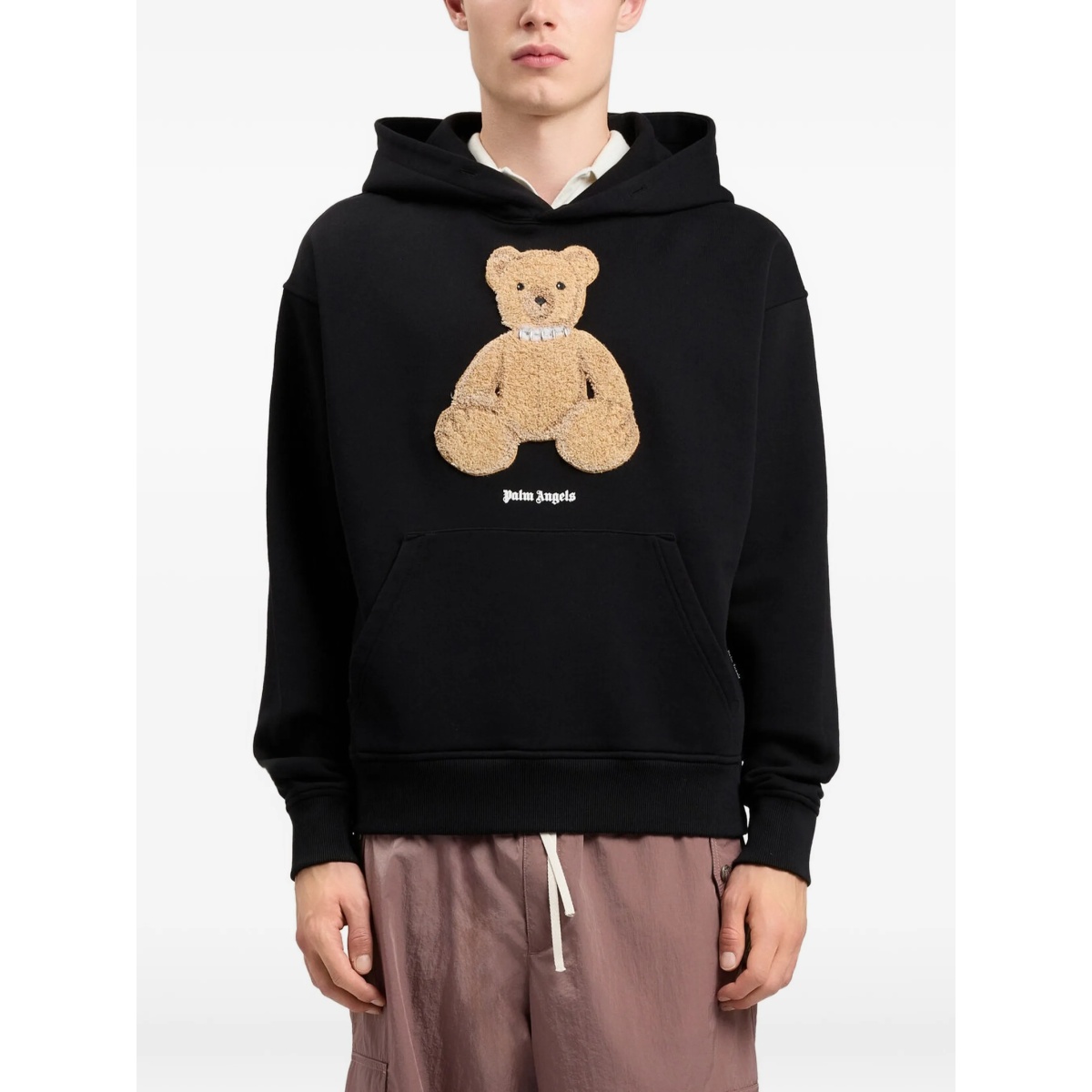textured bear graphic hoodie - Img 3