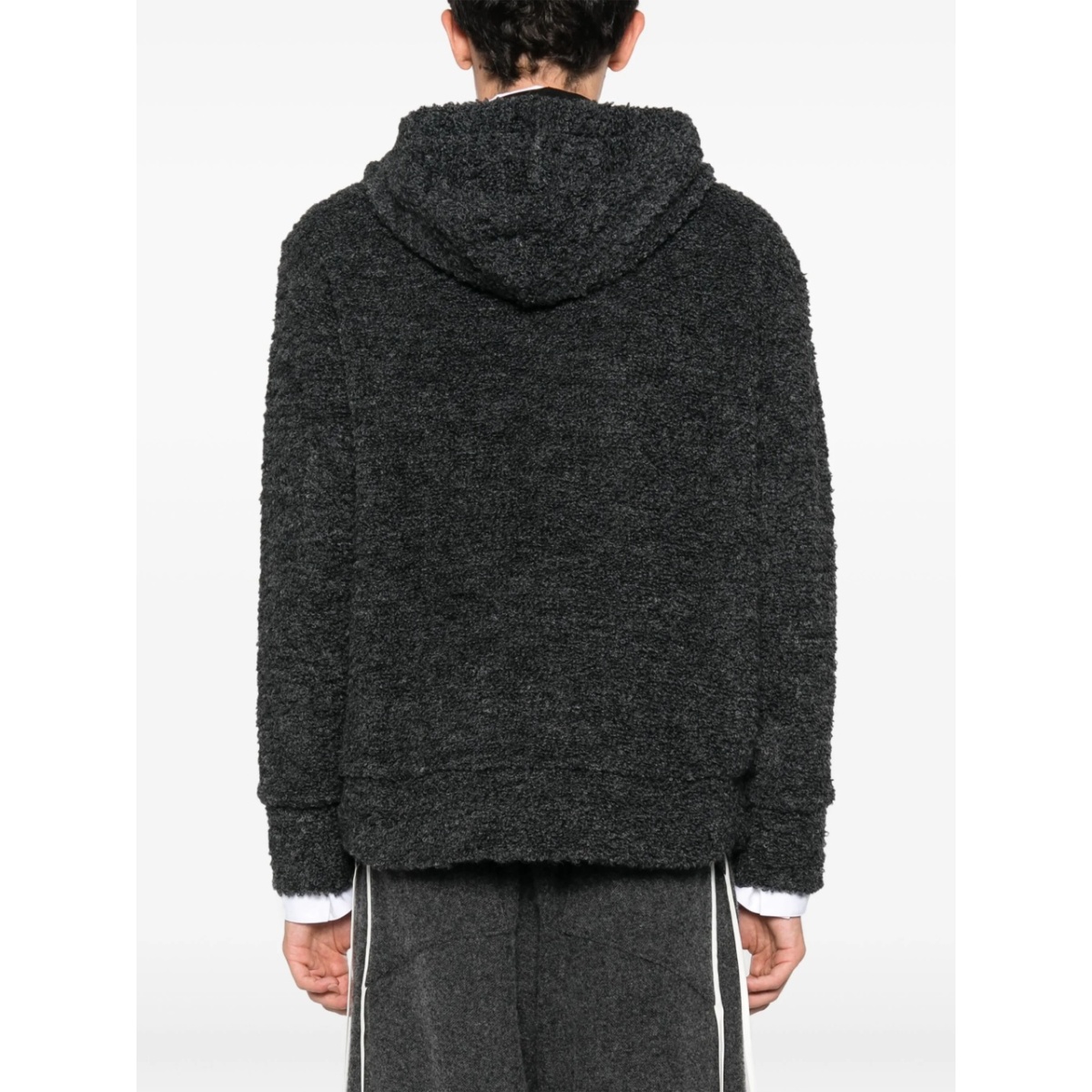 textured drawstring zipped hoodie - Img 4