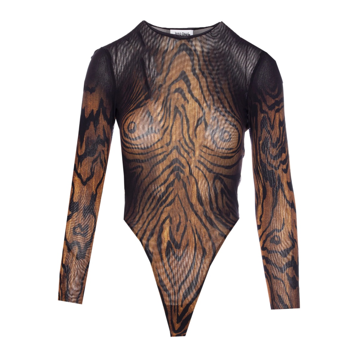 tiger-print mesh bodysuit