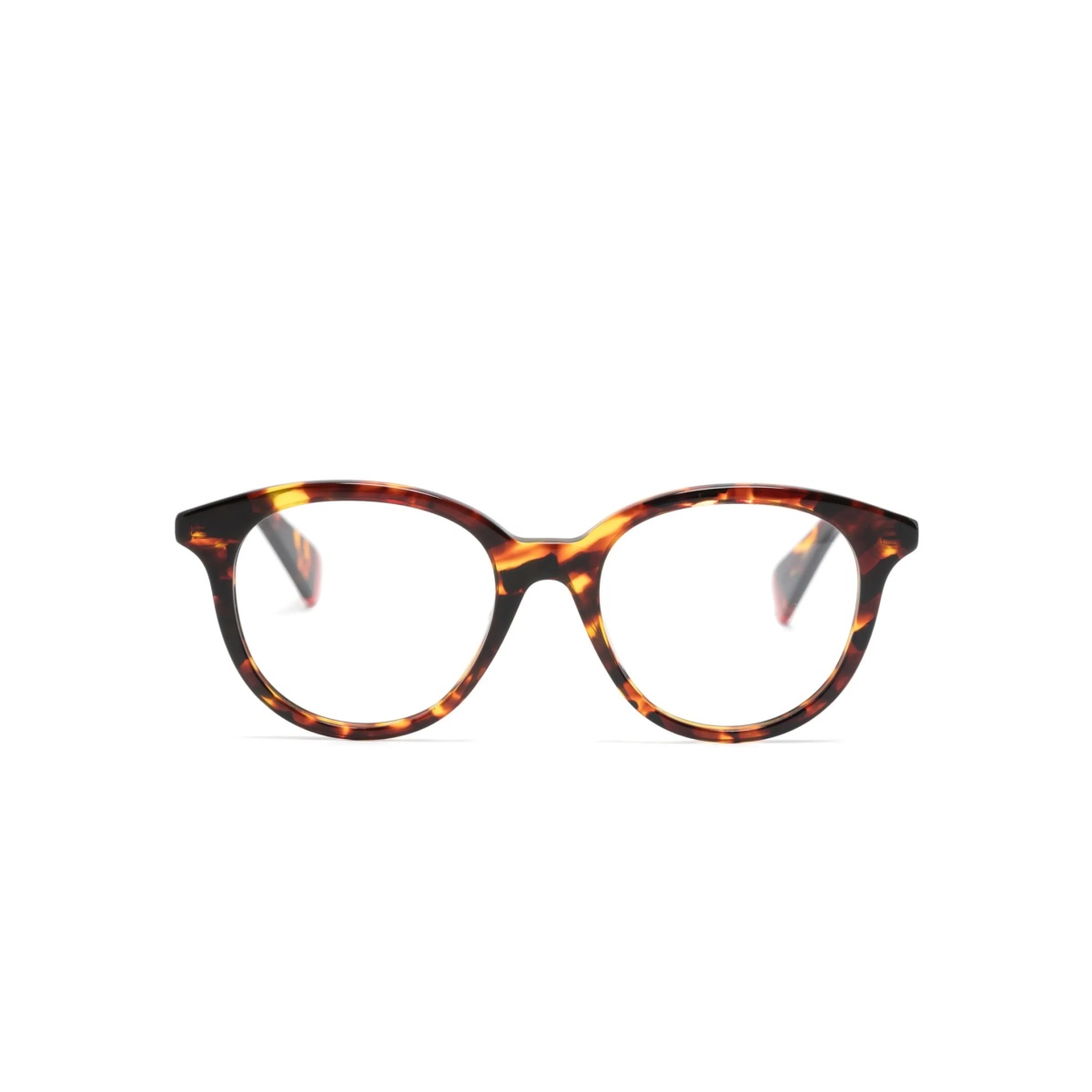tortoiseshell-effect round-frame glasses