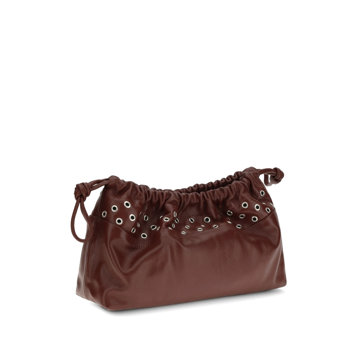 Twin eyelets drawstring leather clutch bag - Img 2