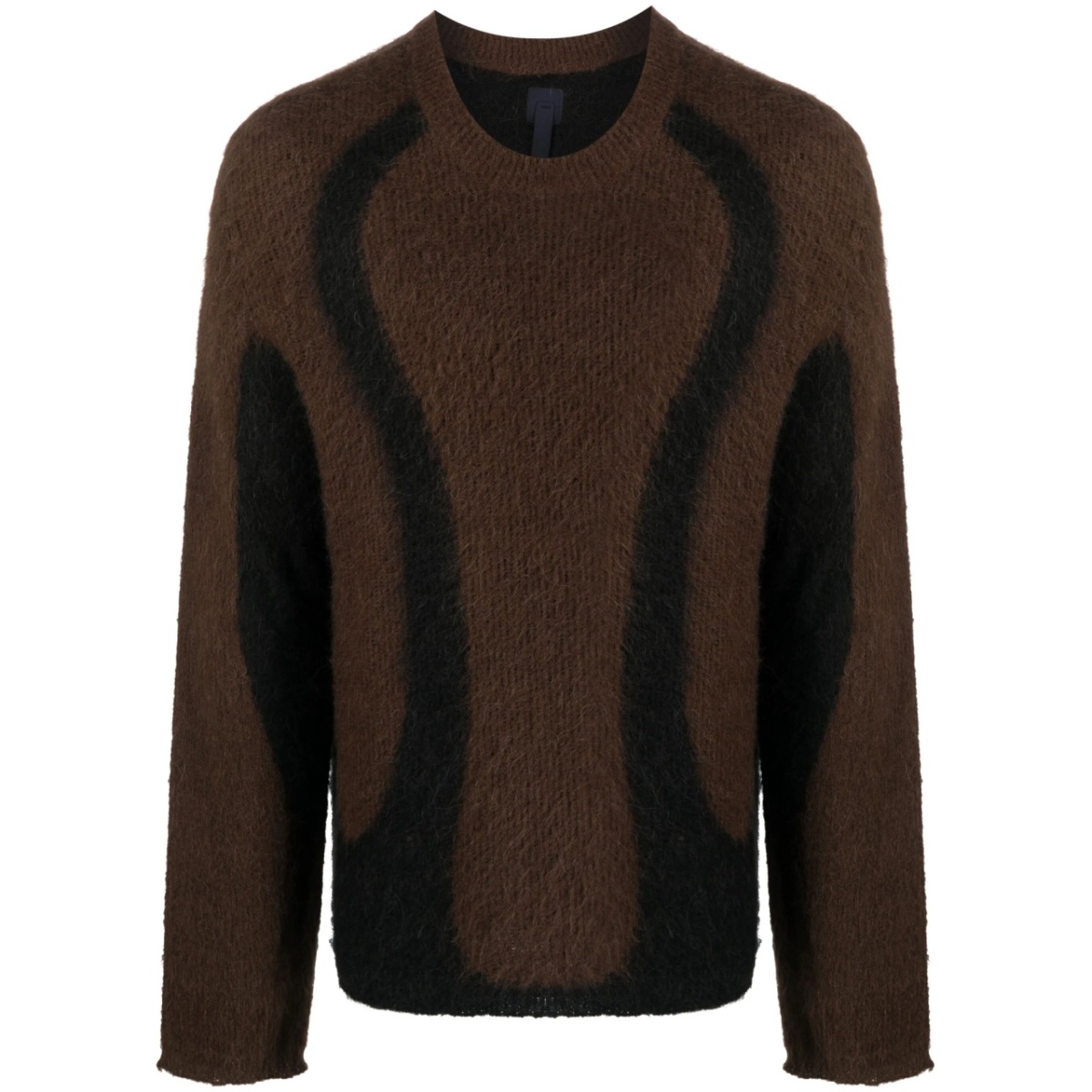 two-tone design brushed-effect jumper