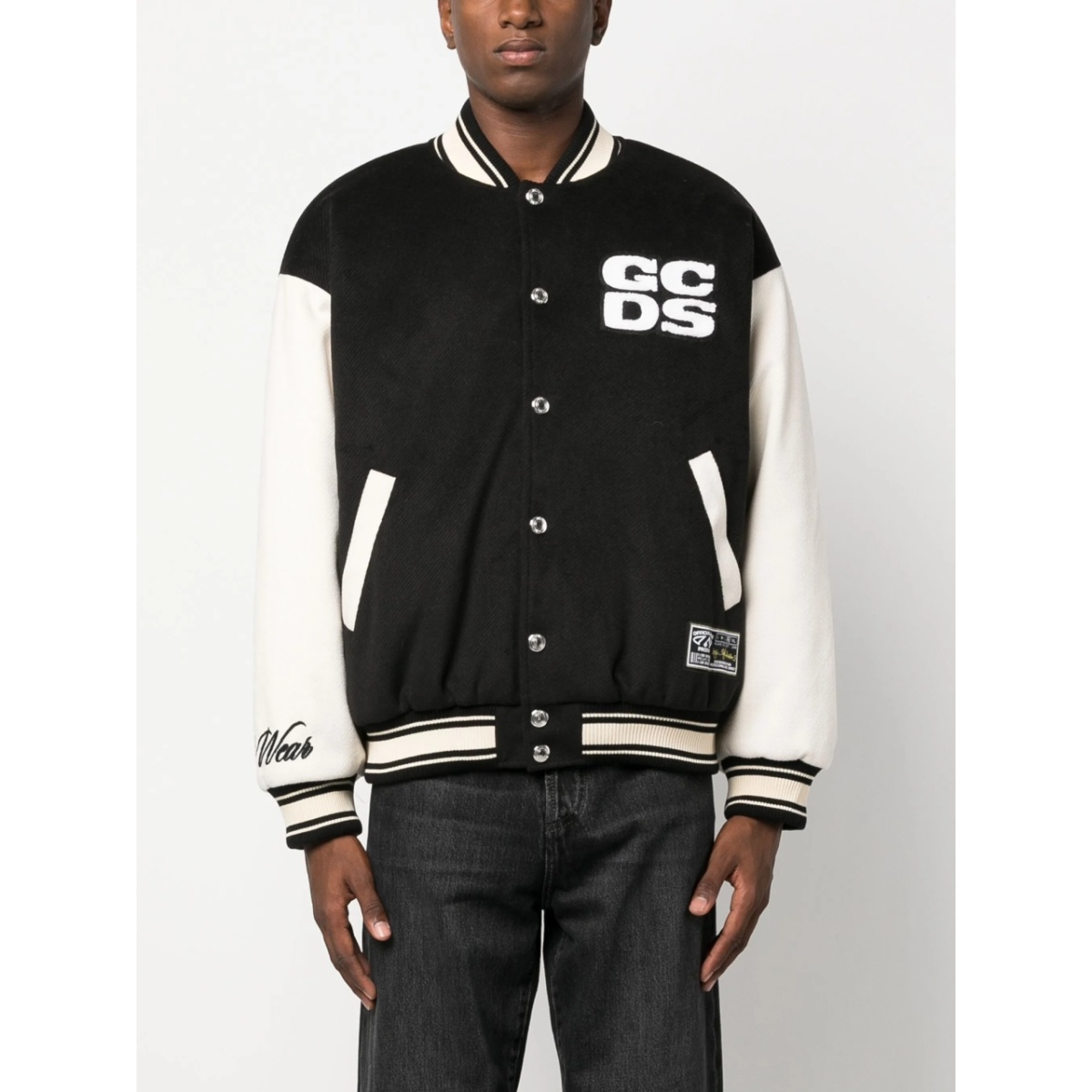 two-tone logo-patch bomber jacket - Img 3