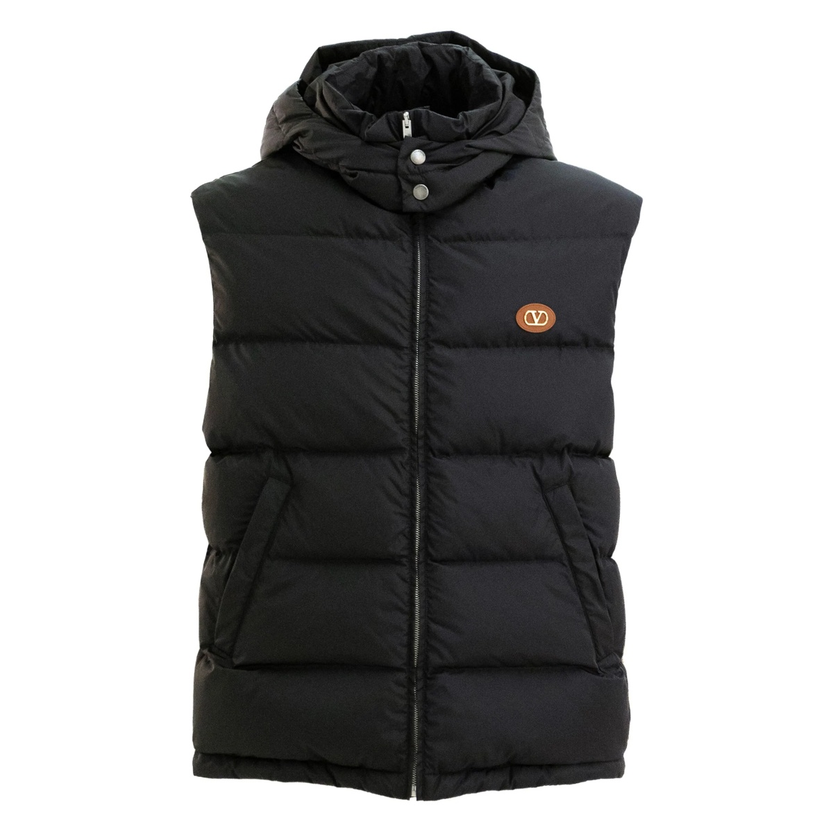 VEST ZIPPED HOODED VLOGO SIGNATURE W/DUCK FEATHERS
