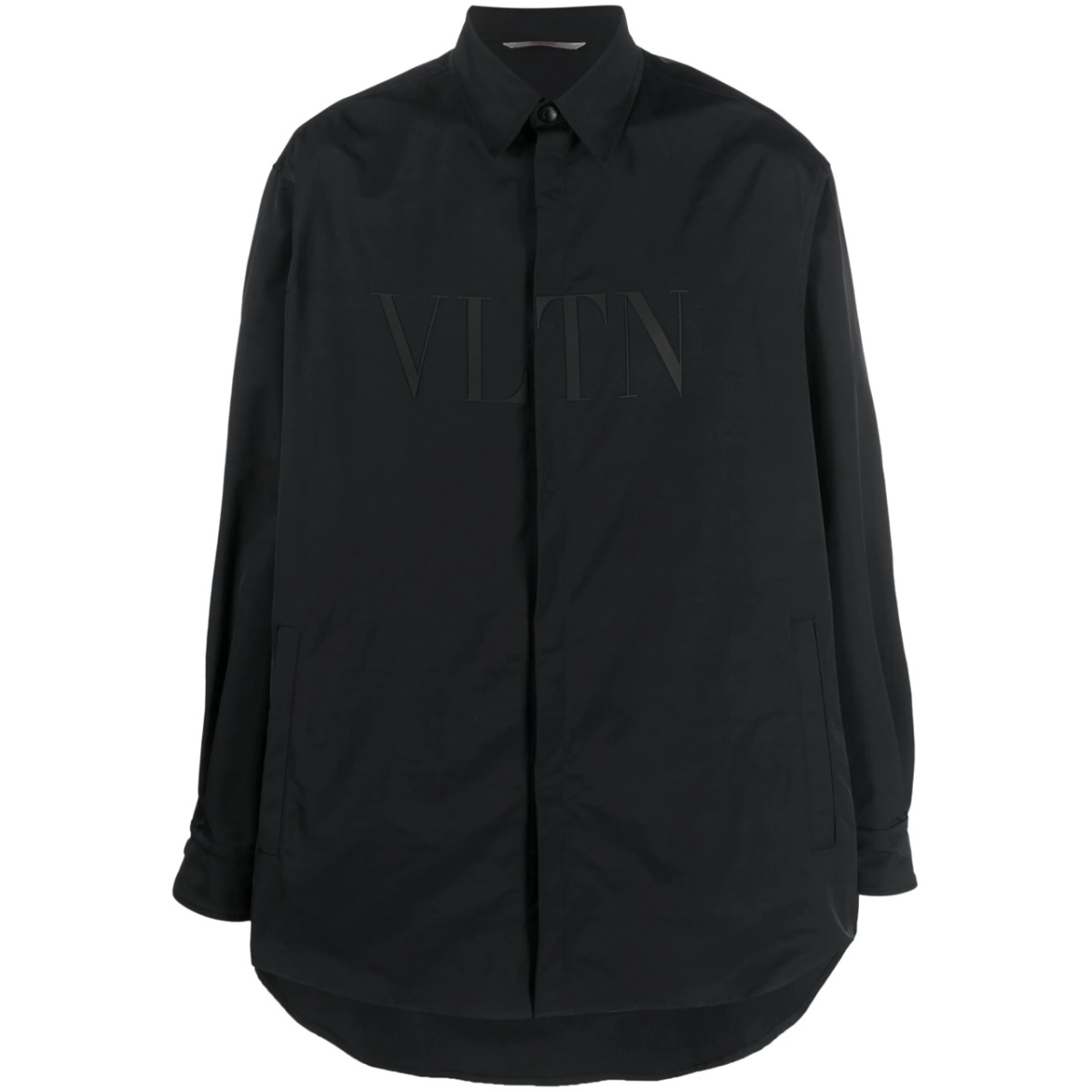 VLTN-patch concealed placket shirt
