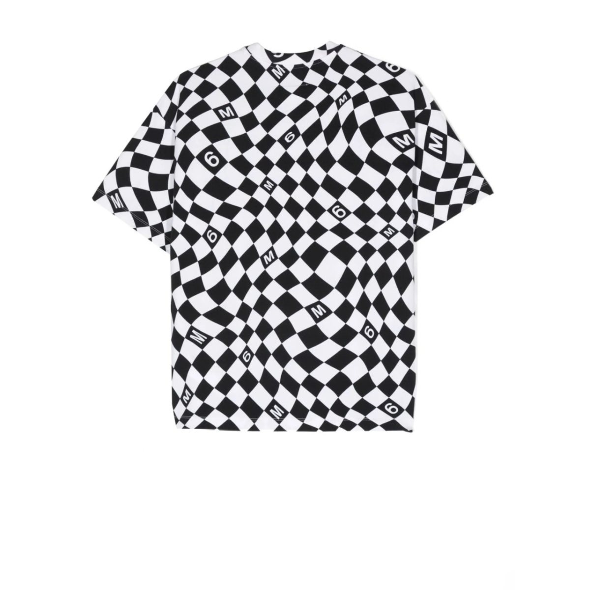 warp check pattern cotton T-shirt - Img 2