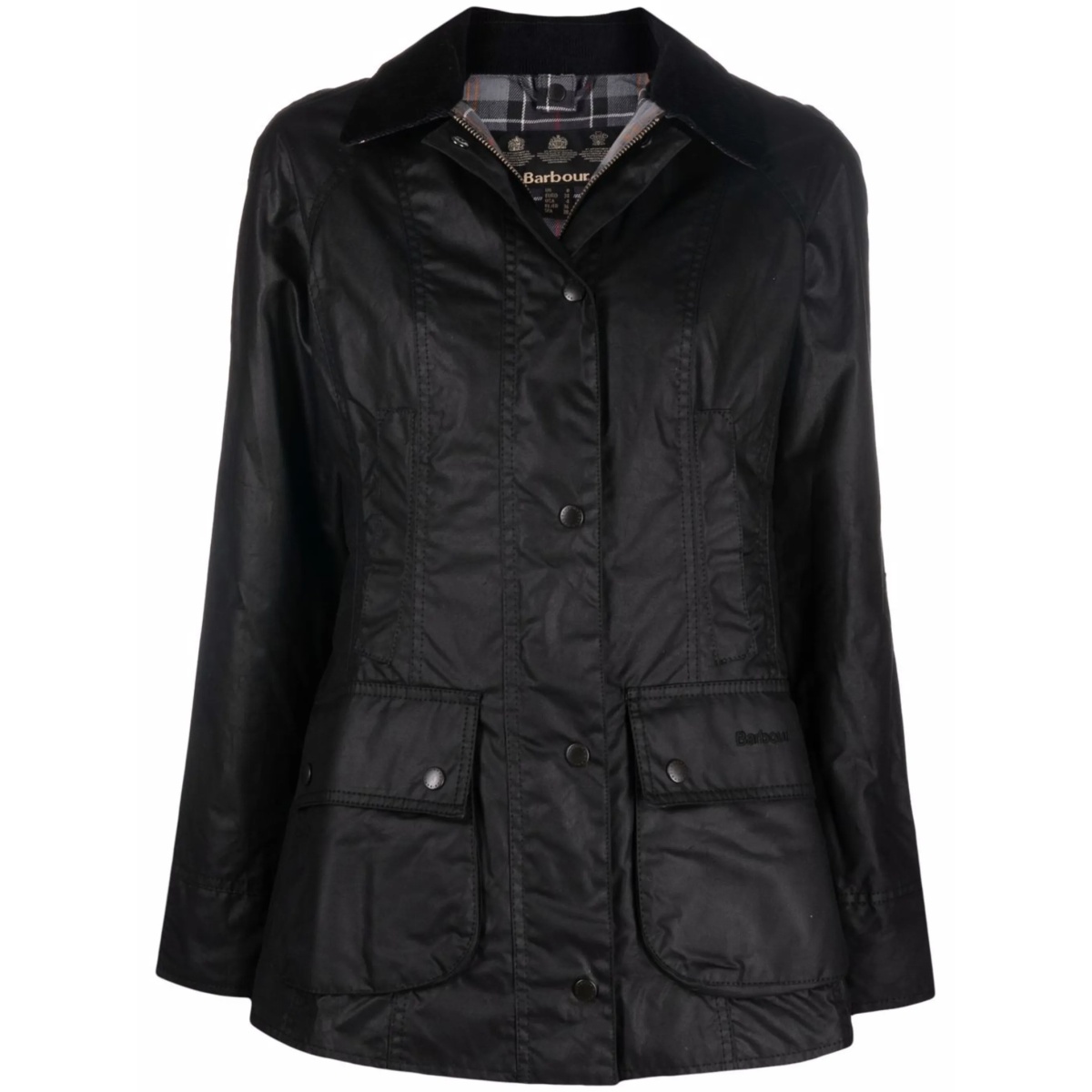 wax-coated buttoned-up jacket