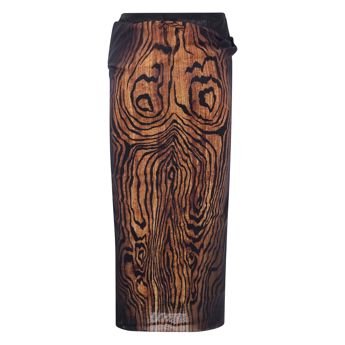 wood-print draped skirt