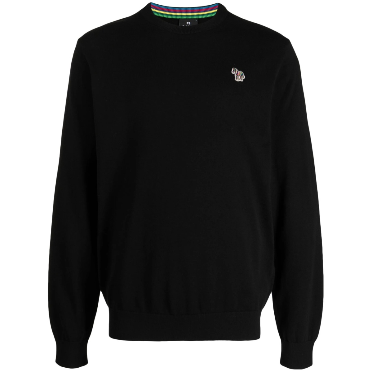 zebra-patch crew-neck jumper