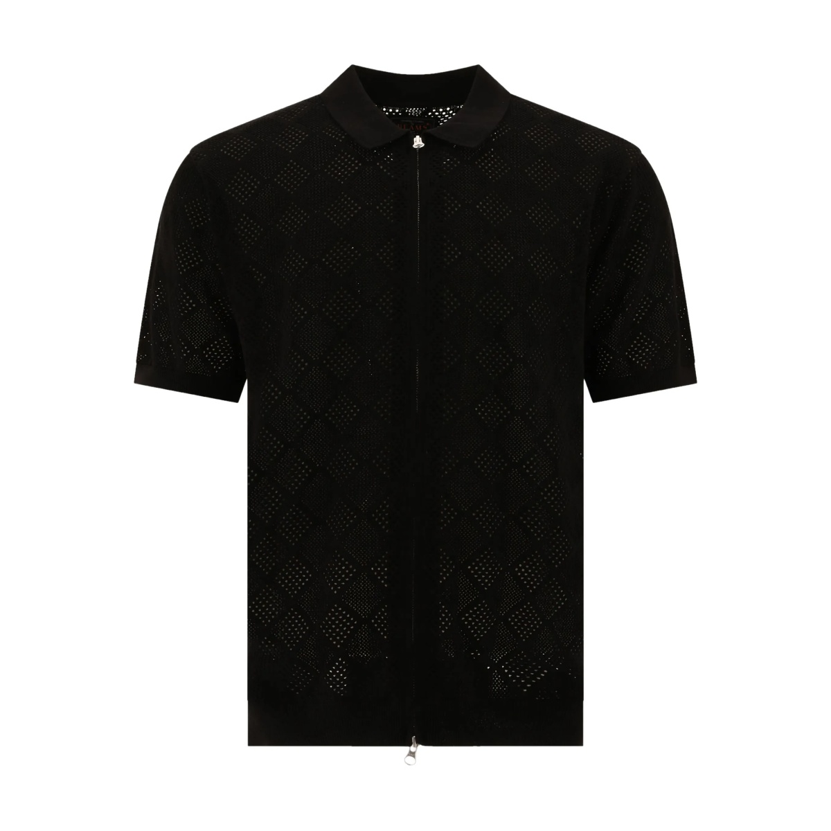 zip-front mesh polo shirt