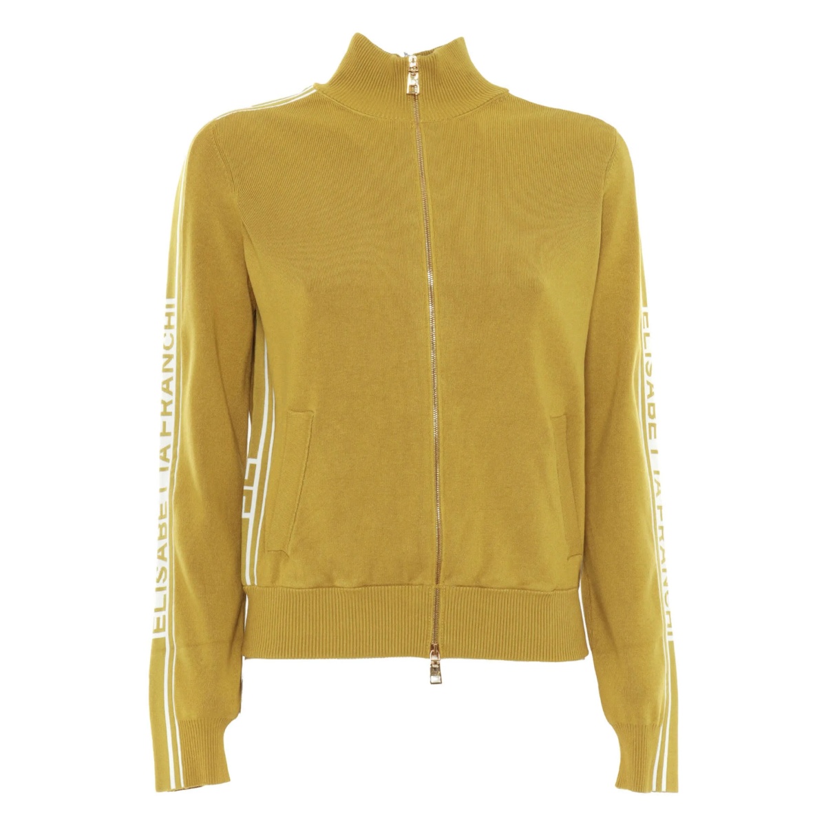 zip-front stripe-detail cardigan