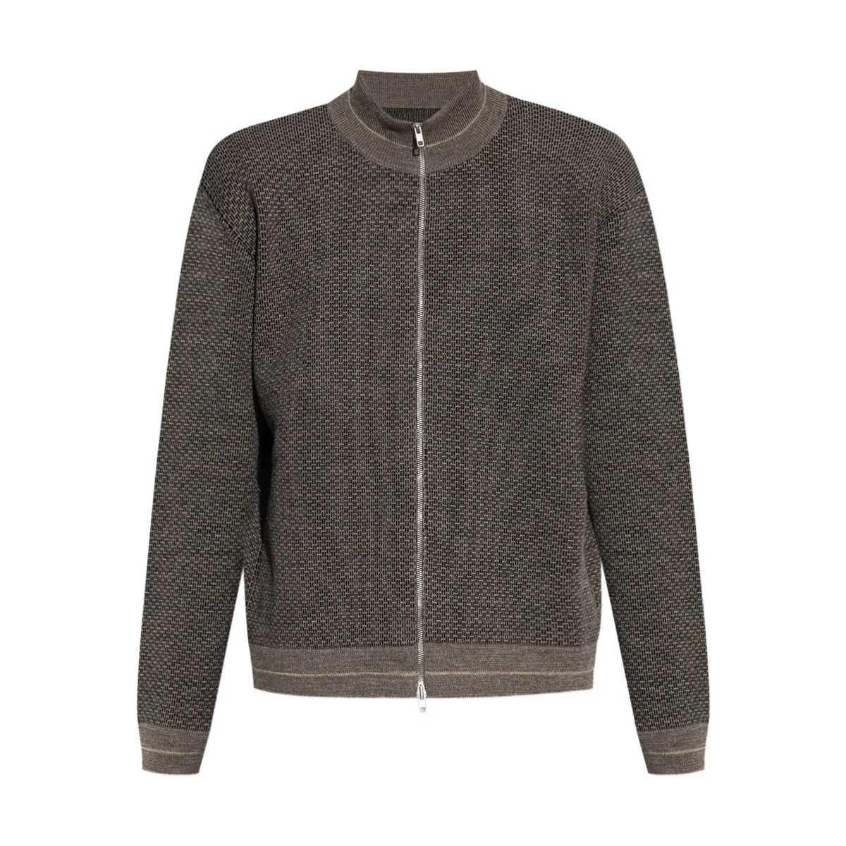 zip-front wool cardigan