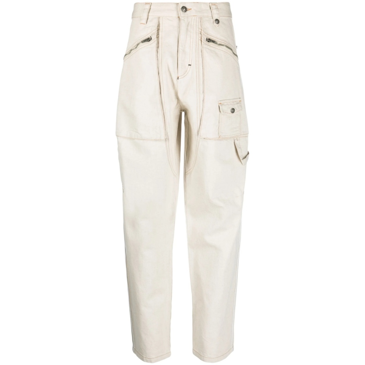 zip-pocket tapered trousers
