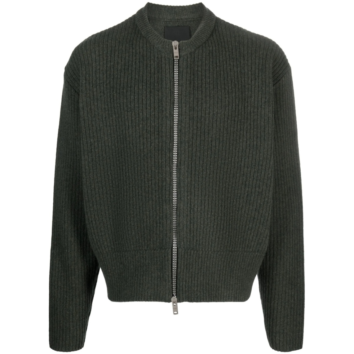zip-up wool cardigan