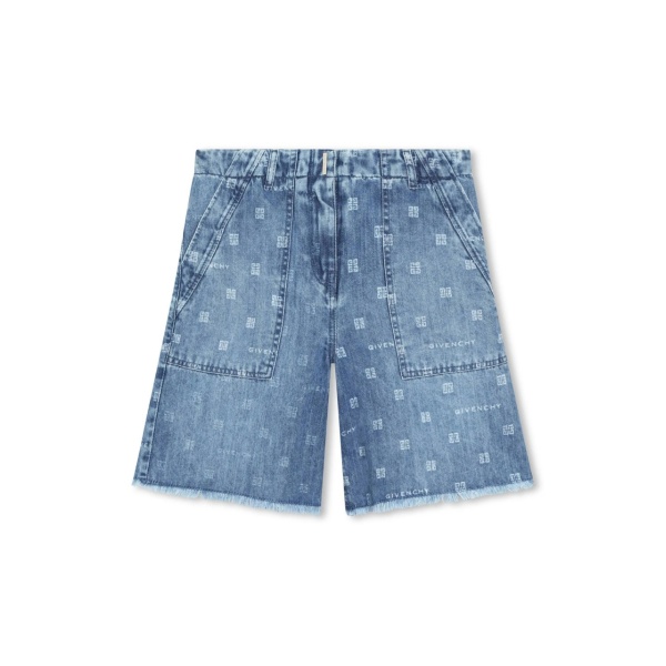 4G-pattern denim shorts