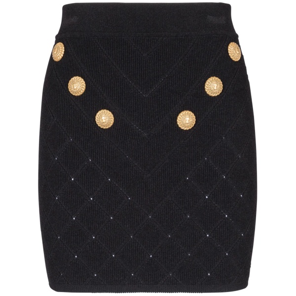 6-Button fine-knit mini skirt