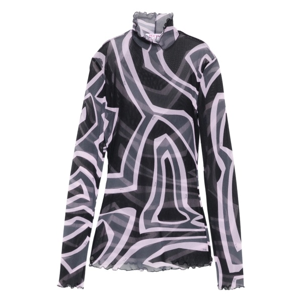 abstract-print mesh top