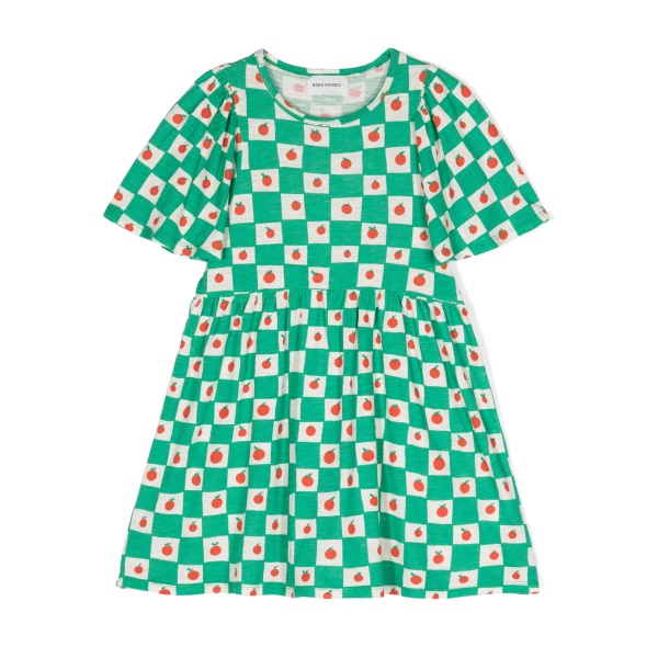 apple-print mini dress