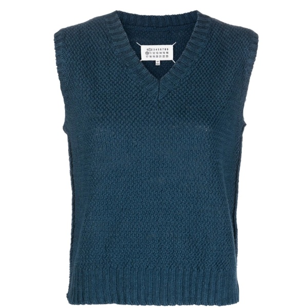 basket-weave sleeveless sweatshirt