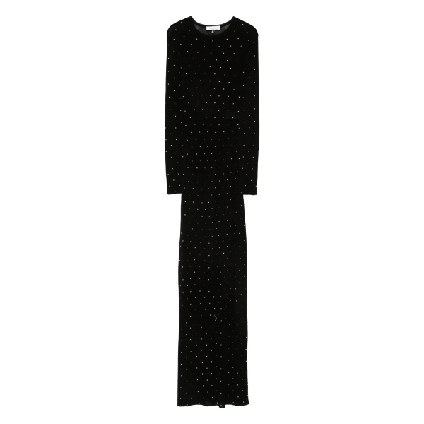 bead-embellished long-sleeve maxi dress