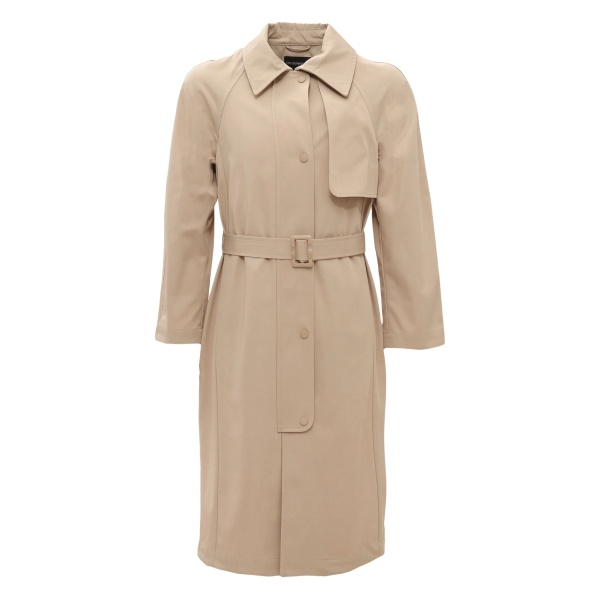belted raglan-sleeve trench coat