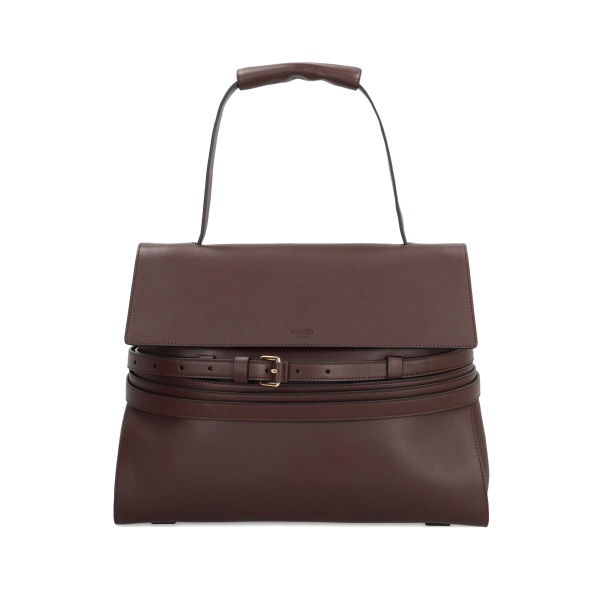 belted top-handle tote bag