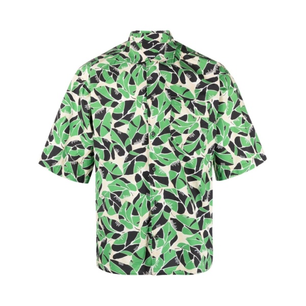 botanical-print short-sleeved shirt